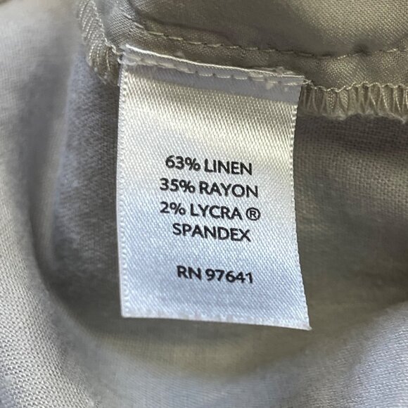 J. Jill Wide Leg Pants Women's Size 12 Stretch Khaki Linen Rayon Blend FLAW - Picture 8 of 15